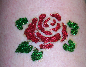 Red Rose Glitter Tattoo