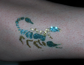 Green Scorpion Glitter Tattoo