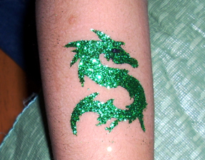 Green Dragon Glitter Tattoo