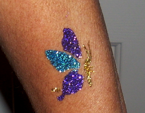 Purple Butterfly Glitter Tattoo