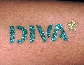 Green DIVA Glitter Tattoo